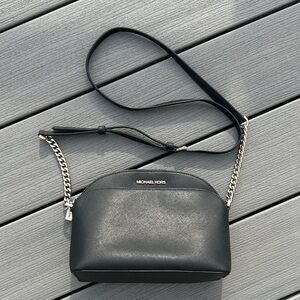 Michael Kors Black Crossbody with Gold Chain Detail